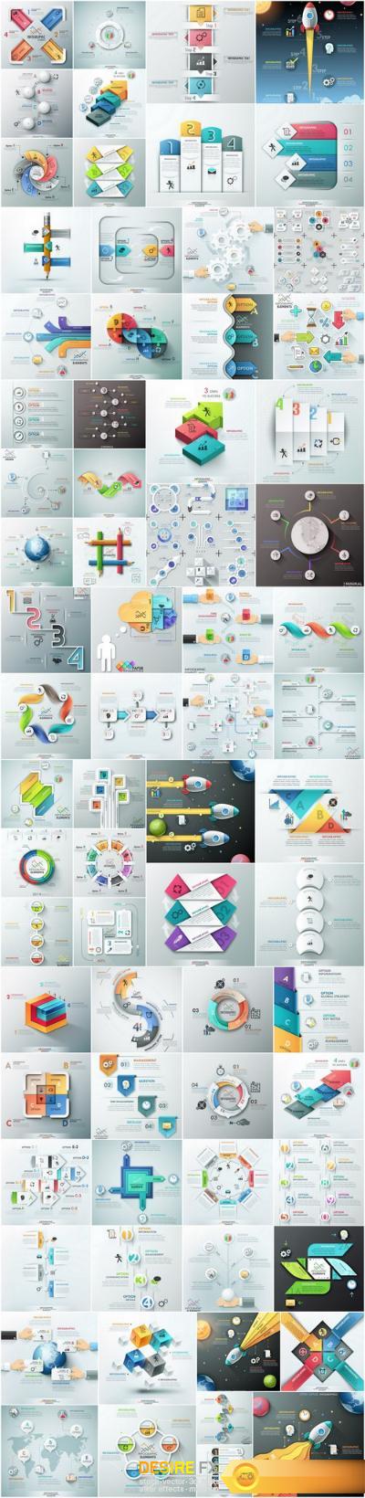 Templates of Infographics and Elements of design - 71xEPS Professional Vector Stock