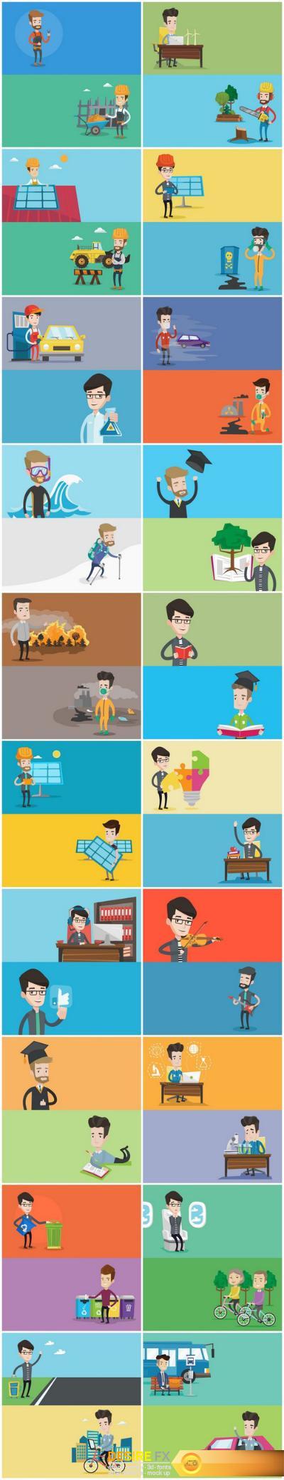 Life of people - flat design 2, Set of 20xEPS Professional Vector Stock