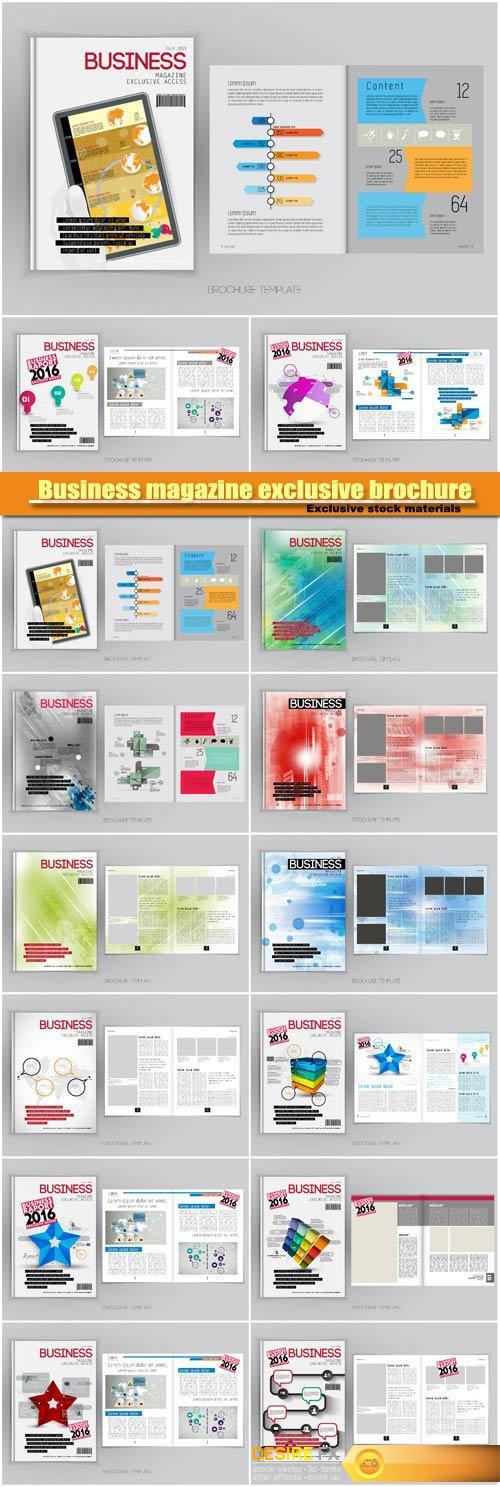 Business magazine exclusive brochure vector template