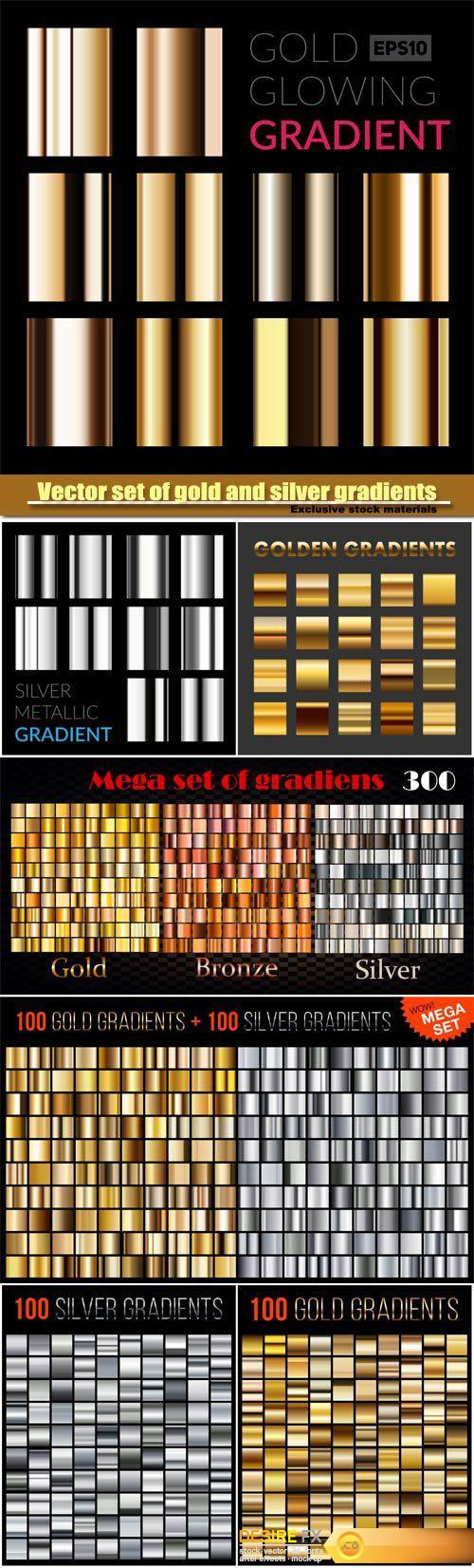 Vector set of gold and silver gradients