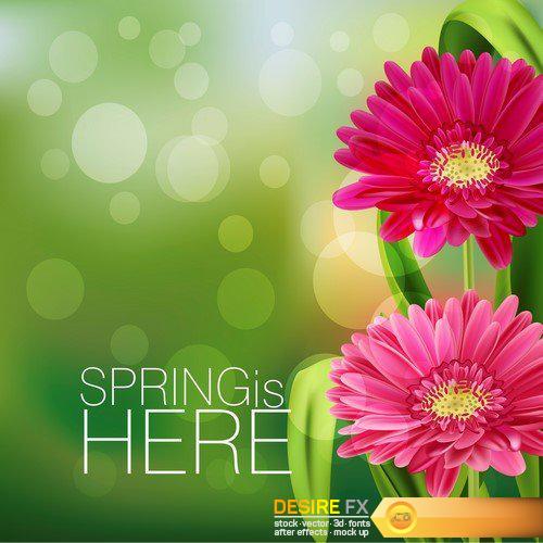 Spring flowers Greeting 18X EPS