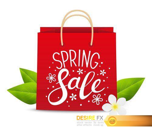 Spring sale message with flowers 15X EPS