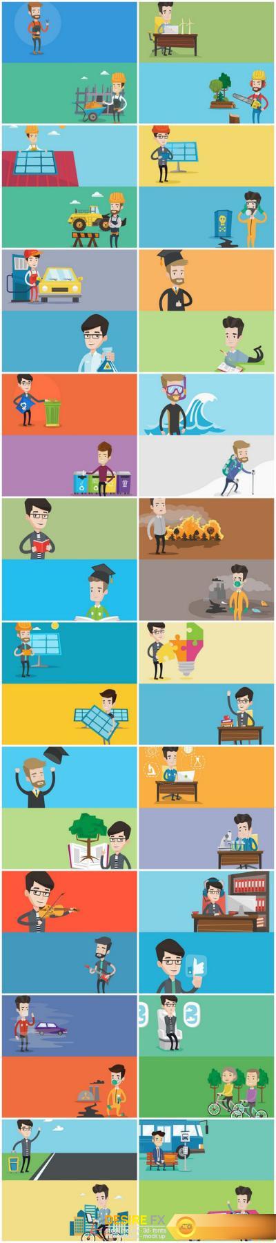 Life of people - flat design 2 - Set of 20xEPS Professional Vector Stock