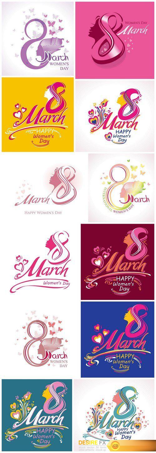 March 8 - Women's Day Bright vector card design 12X EPS
