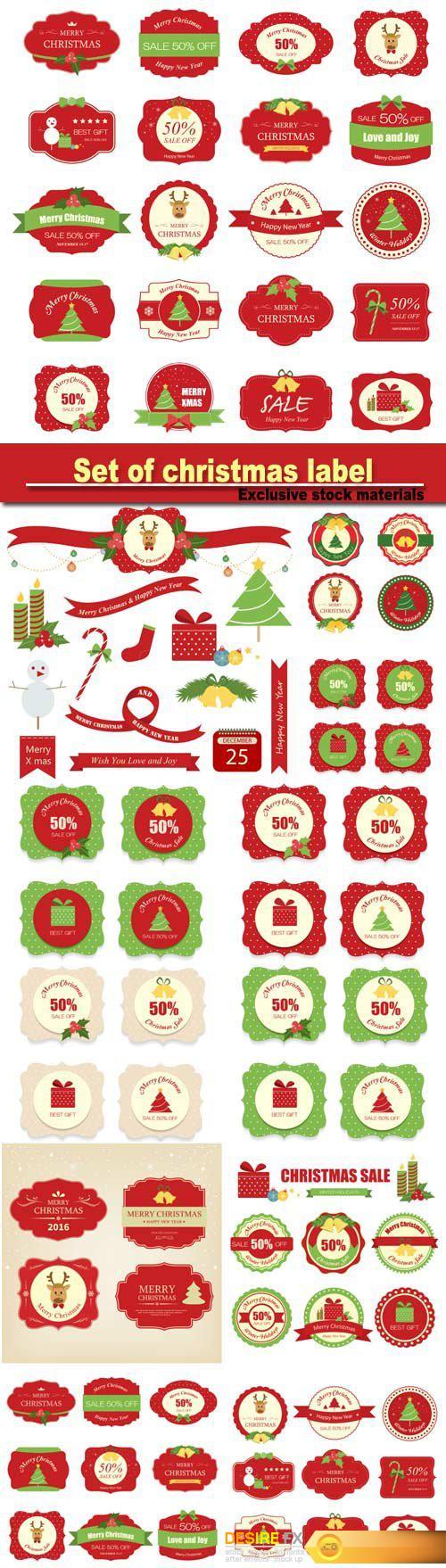 Set of christmas label and background, christmas tag, sign and symbol