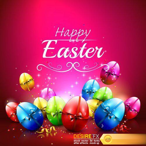 Easter eggs with red bow bright background 10X EPS