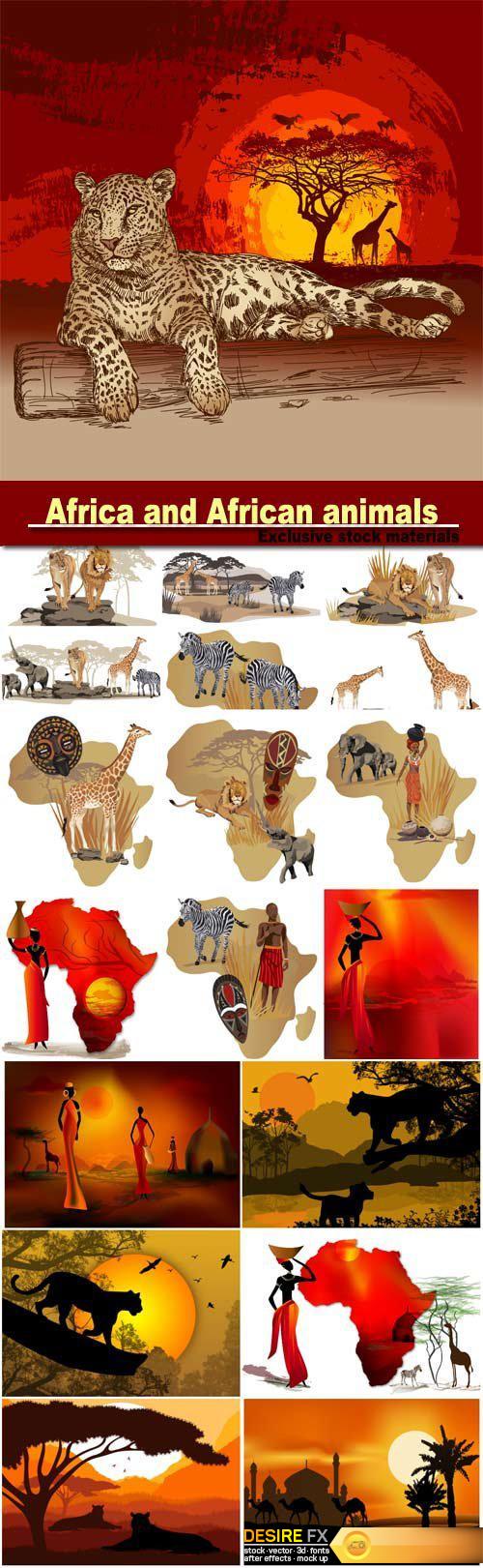 Africa and African animals vector