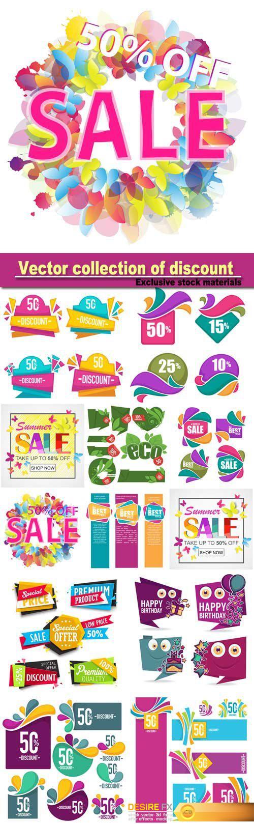 Vector collection of discount and sale bubbles, tags, banners and stickers