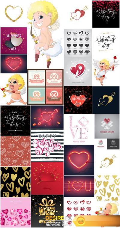 Heart & Love - Happy Valentines Day 5 - Set of 30xEPS Professional Vector Stock