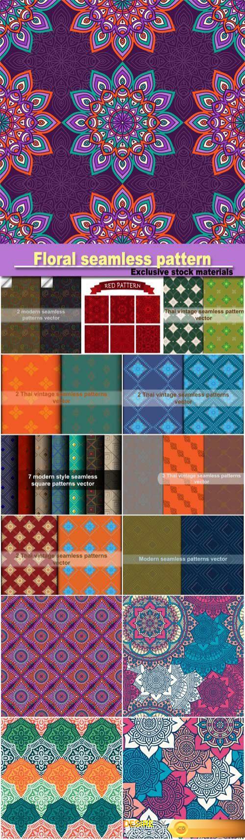 Seamless square patterns, ethnic floral seamless pattern, abstract ornamental pattern vector background