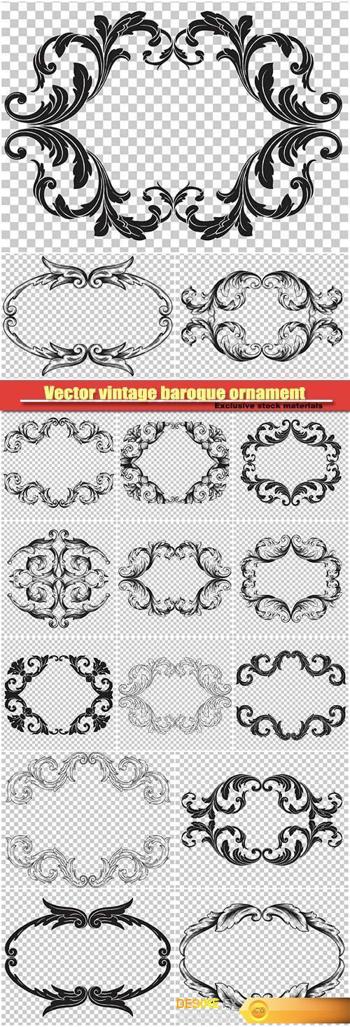 Vector vintage baroque ornament retro pattern antique style acanthus