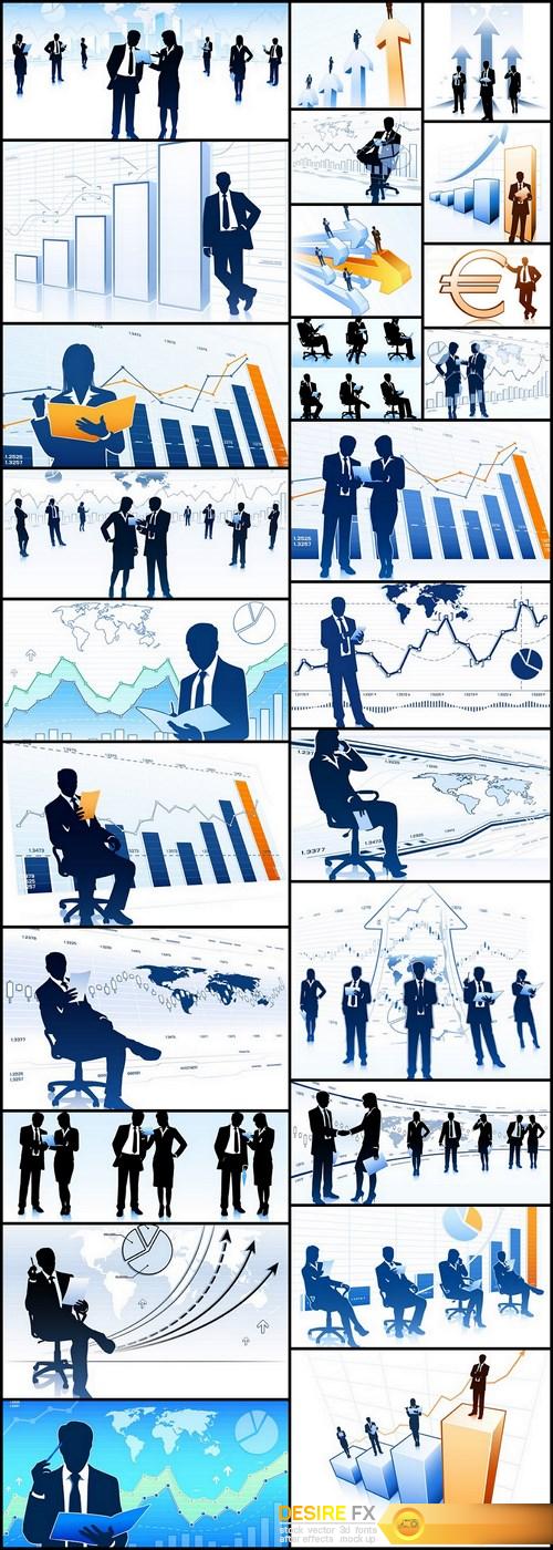 Business Silhouettes Charts - 25 Vector