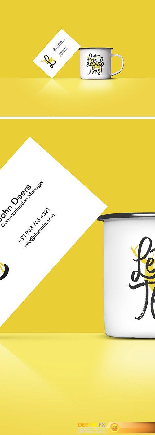 PSD Mock-Up - Business Card And Coffee Cup