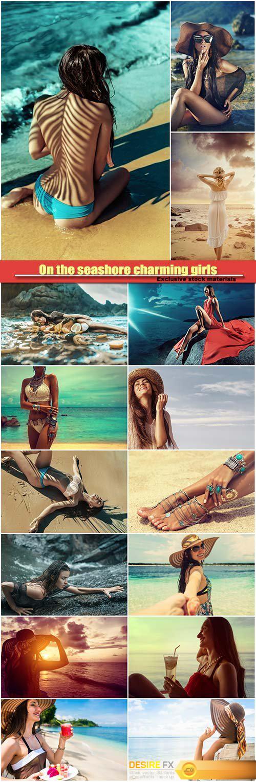 On the seashore charming girls