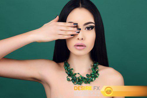 Beautiful woman with dark straight hair with bright makeup - 7 UHQ JPEG