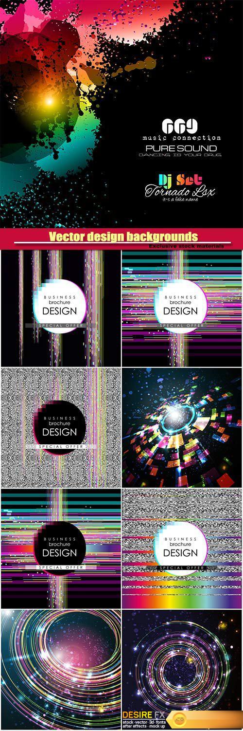 Dynamic trendy vector design backgrounds with glitch effect
