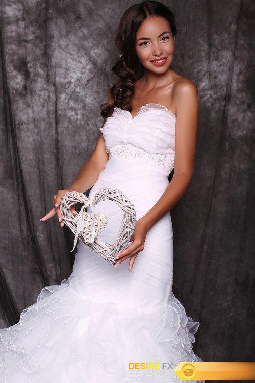 Beautiful bride holding decorative heart in hands - 11 UHQ JPEG
