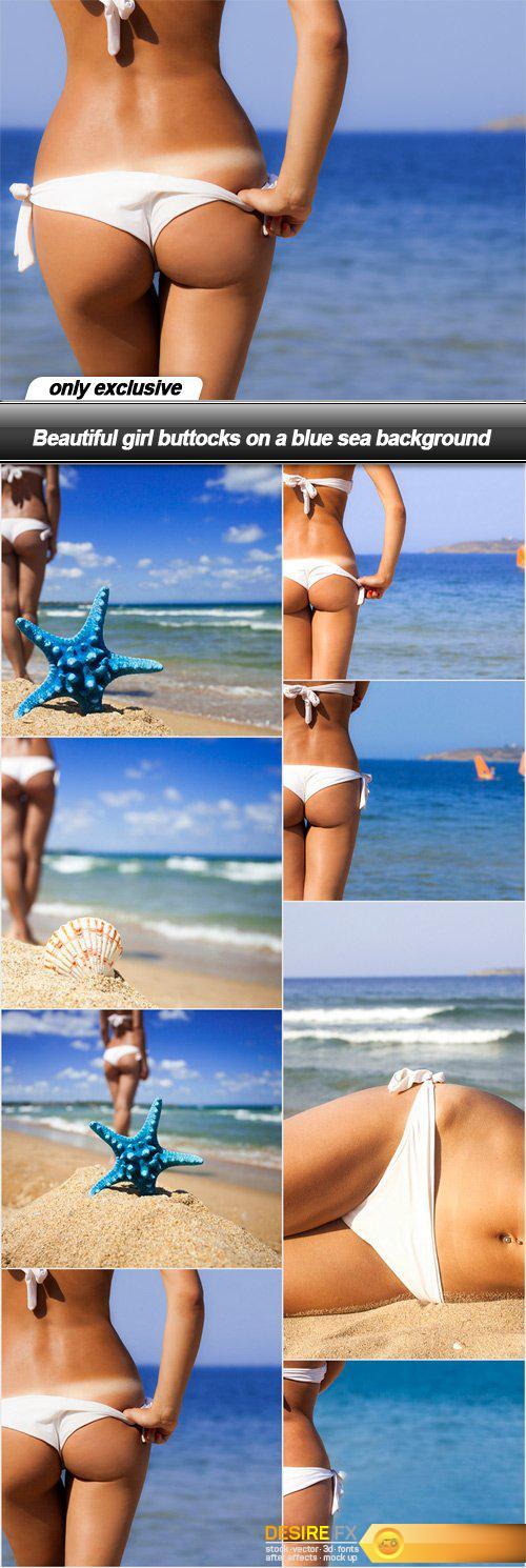 Beautiful girl buttocks on a blue sea background - 8 UHQ JPEG