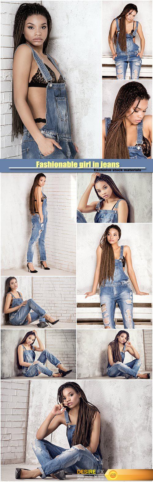 Fashionable girl in jeans