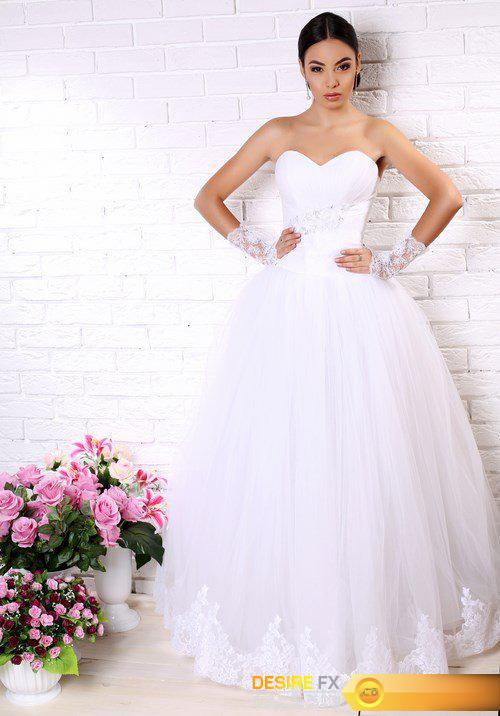 Beautiful bride in wedding dress posing among flowers - 11 UHQ JPEG