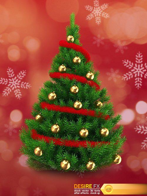 3d illustration of green Christmas tree - 48 UHQ JPEG