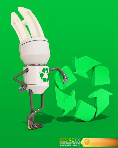 3d character with recycled battery - 11 UHQ JPEG