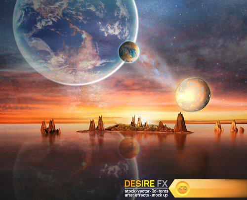 Alien Planet With Earth Moon - 10 UHQ JPEG