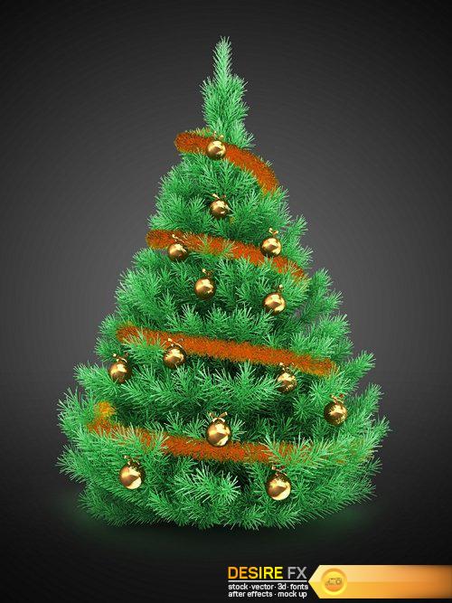 3d illustration of green Christmas tree - 48 UHQ JPEG