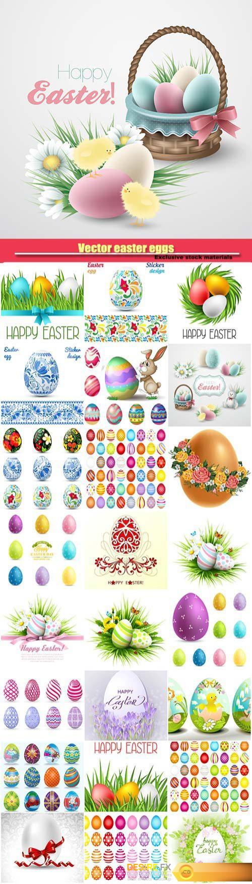 Vector easter eggs, happy easter holiday vector backgrounds