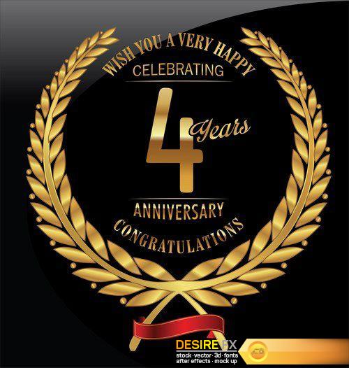 Anniversary golden laurel wreath - 17 EPS