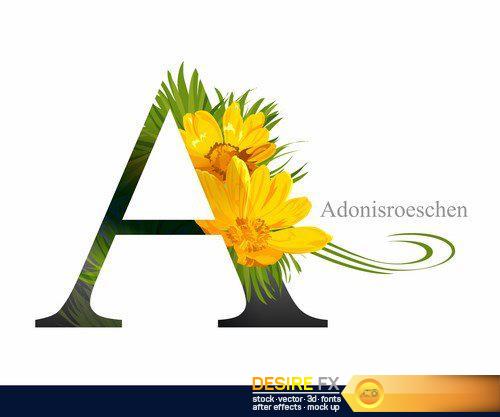 Alphabet with flower - 26 EPS