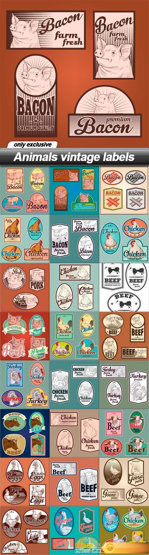Animals vintage labels - 25 EPS