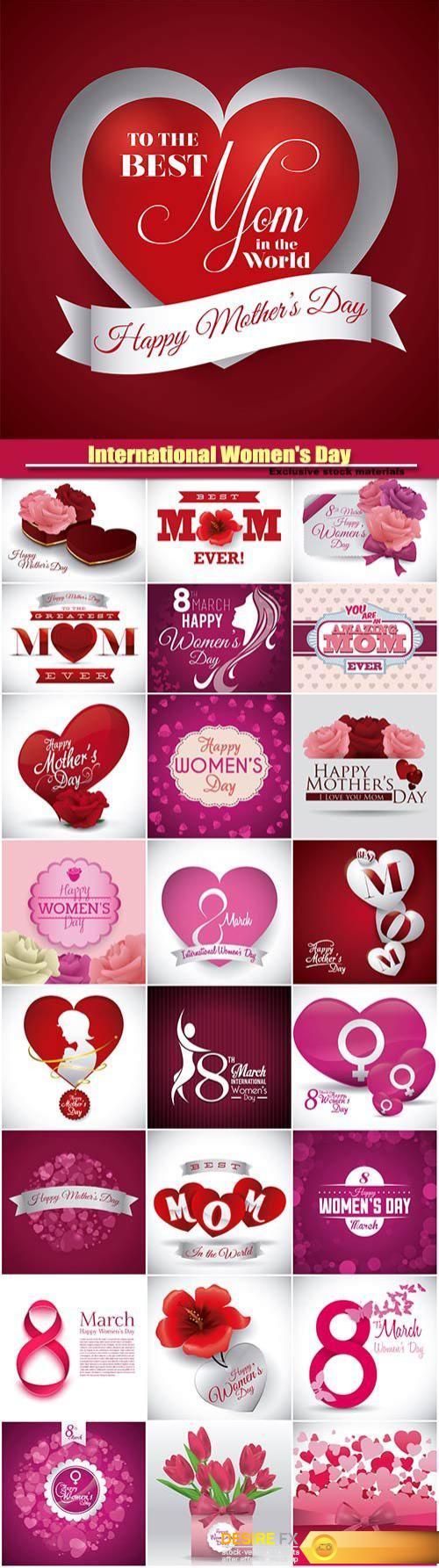 International Women's Day, 8 March backgrounds vector