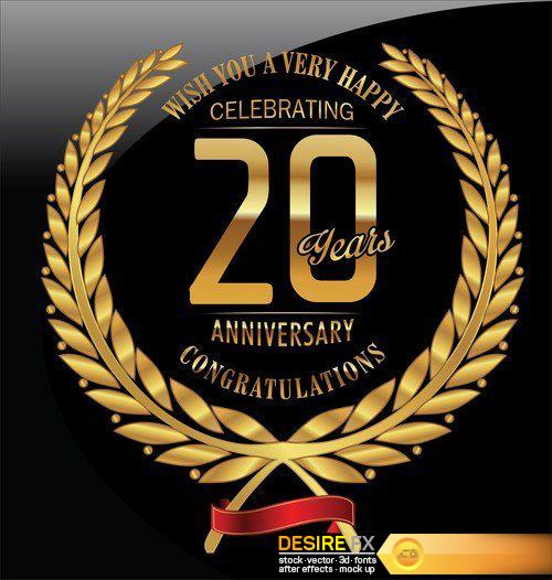 Anniversary golden laurel wreath - 17 EPS