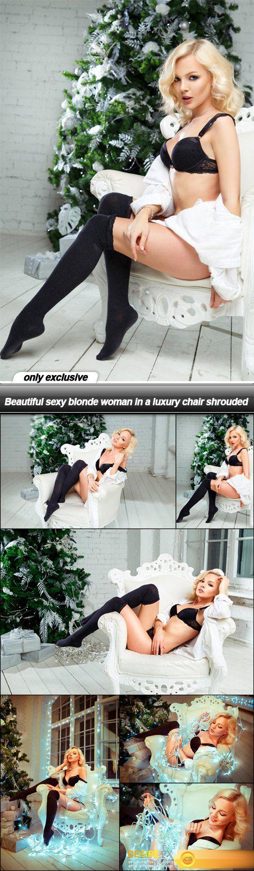 Beautiful sexy blonde woman in a luxury chair shrouded - 6 UHQ JPEG