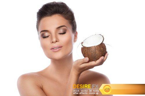 Beautiful young woman with coconut - 11 UHQ JPEG