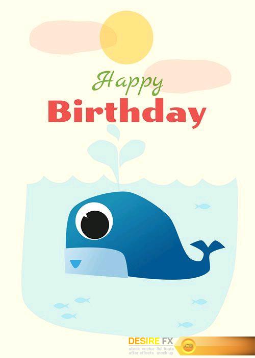 Birthday and invitation card animal background - 21 EPS