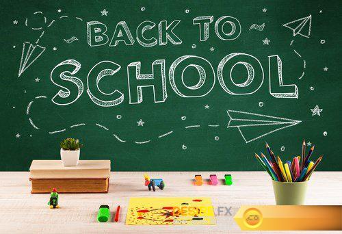 Back to school blackboard and student desk - 25 UHQ JPEG
