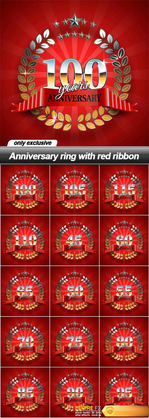 Anniversary ring with red ribbon - 15 EPS