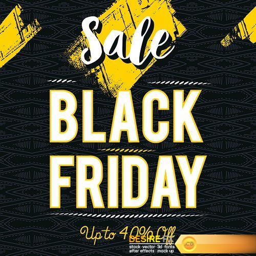 Black friday sale banner on patterned background - 25 EPS
