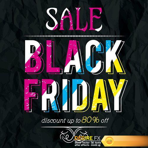 Black friday sale banner on patterned background - 25 EPS