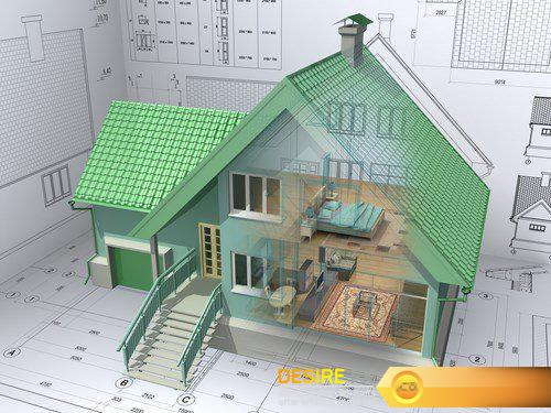 3D isometric view the residential house on architect - 5 UHQ JPEG