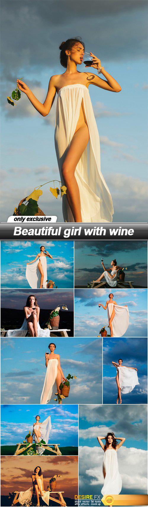 Beautiful girl with wine - 10 UHQ JPEG