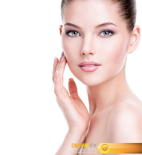 Beautiful face of young woman with cosmetic foundation - 20 UHQ JPEG