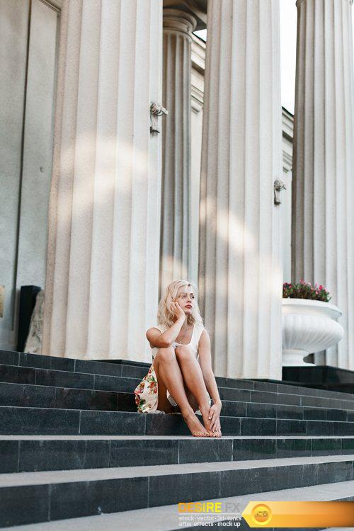 Beautiful blonde girl in dress in summer - 10 UHQ JPEG
