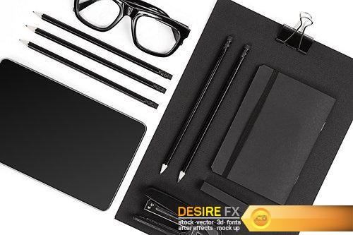 Blank notepad with clips, pens and glasses - 31 UHQ JPEG