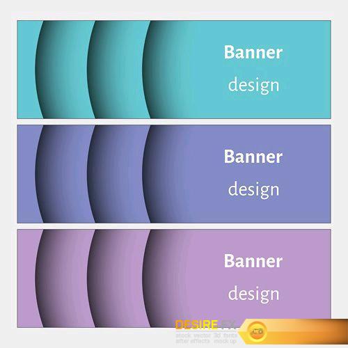 Abstract web banners set with curved elements and shadows - 19 EPS