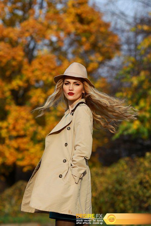 Beautiful woman in autumn hat with large brim - 10 UHQ JPEG