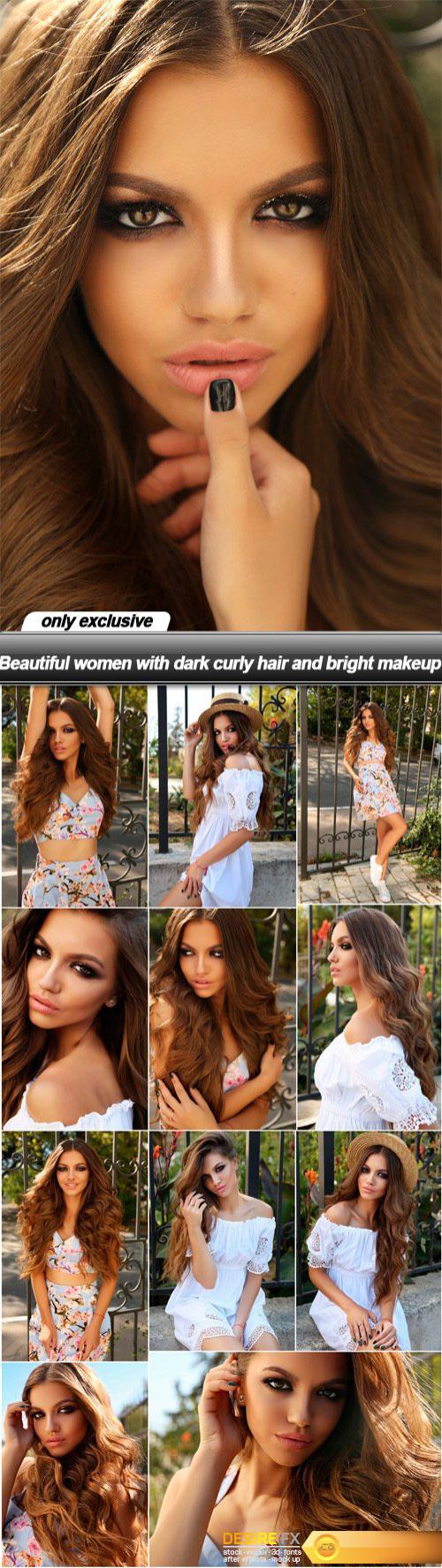 Beautiful women with dark curly hair and bright makeup - 12 UHQ JPEG