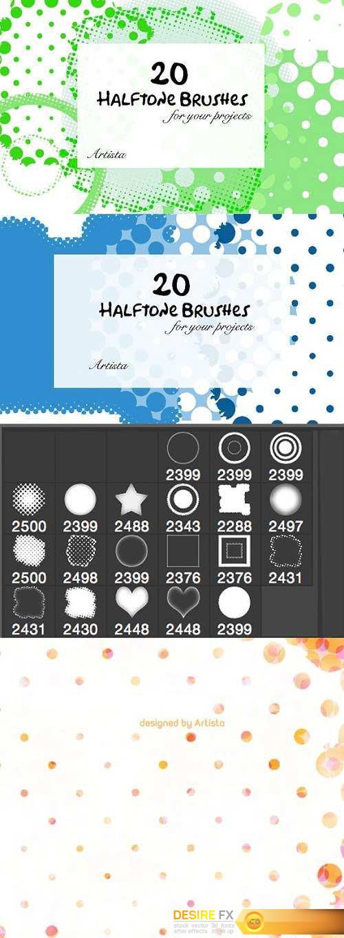 Halftone Photoshop Brush Pack of 20 1514675